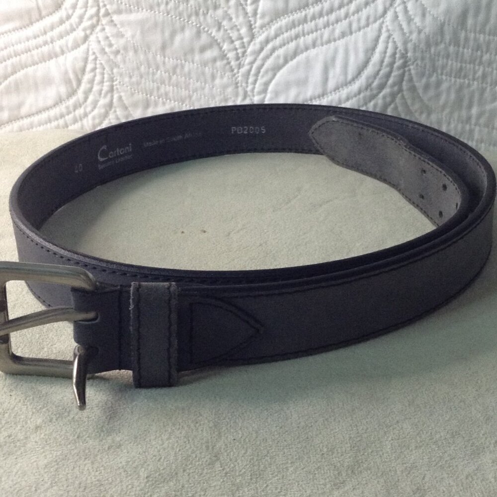 Cartoni, So. African Co; Leather Belt; Pewter Buckle, Pebbled look, Quiet Lux